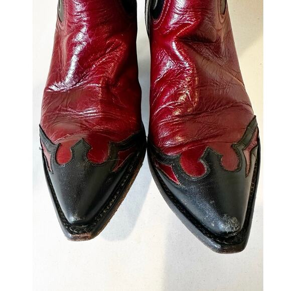 Stallion Women’s Custom Red Floral Peewee Cowgirl Boots Cowboy Leather Vintage 5 - Picture 8 of 16